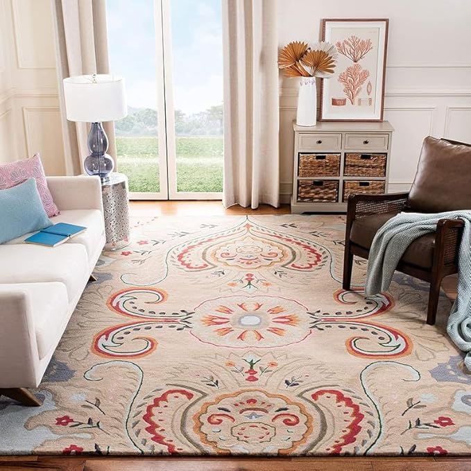 Handmade Tufted Wool Carpet – Premium Thick Embossed Geometric Design Rug for Living Room, Bedroom & Hall (Multi 24, 7 x 7 Feet Square)-image-33
