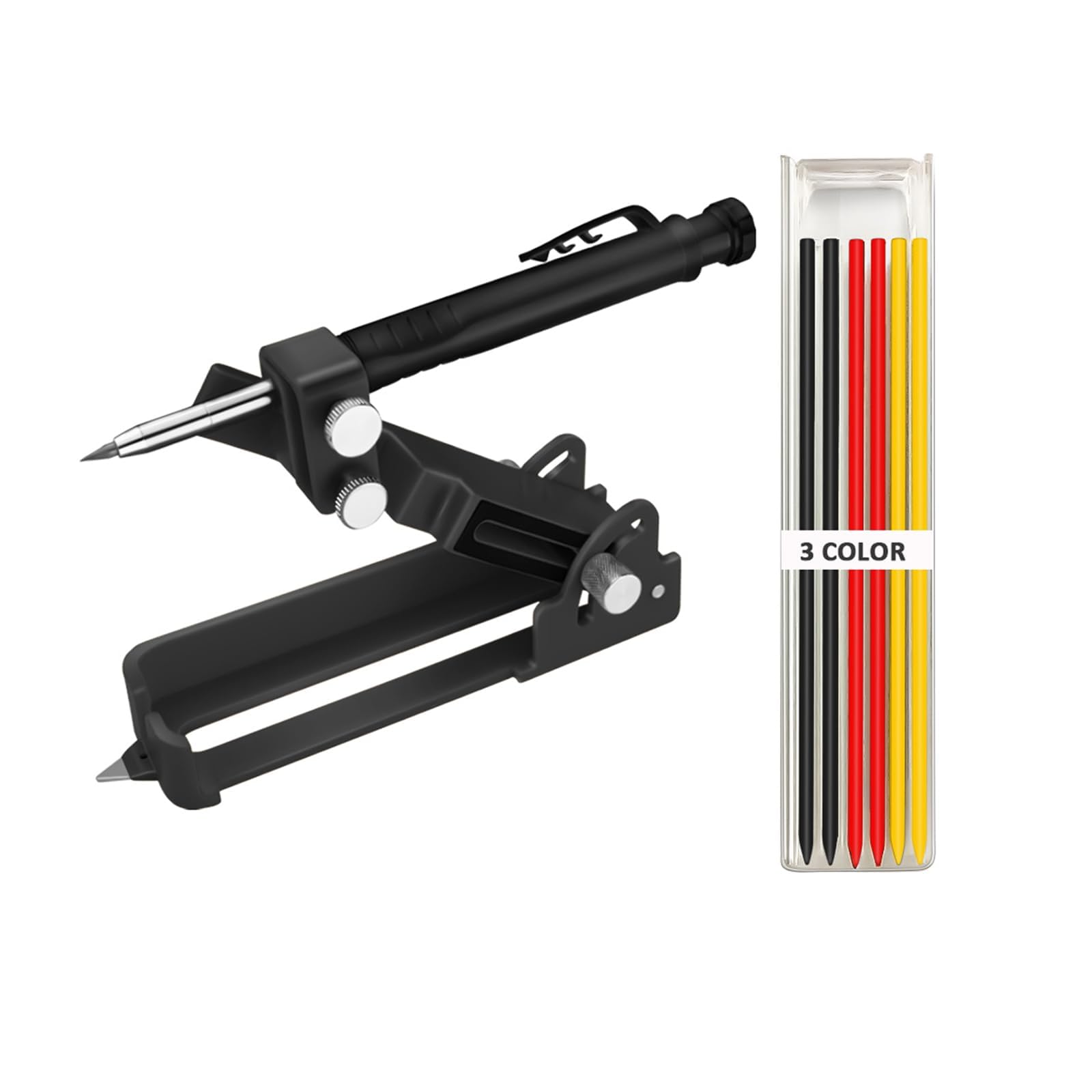 Multi-function Scribing Tool - with Deep Hole Pencil Multi Function Scribing Tool, Multi Function Scribing Tool for Woodworking, DIY Construction, Aluminum Alloy Scribe Tool, Floor Corner Line Maker