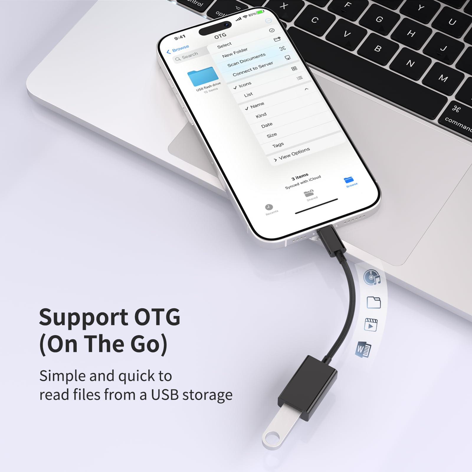 USB C To USB 3.0 Adapter [2 Pack] - Male To Female OTG Cable For IPhone 16/15, Galaxy S24/S23, MacBook