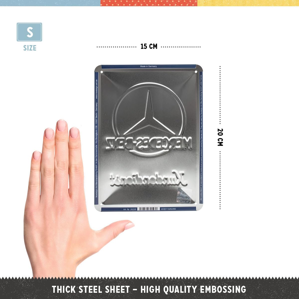 Targa Retrò Mercedes-Benz Service - 30x40 Cm, Metallo, Design Vintage, Per Parete, Regalo Per Appassionati