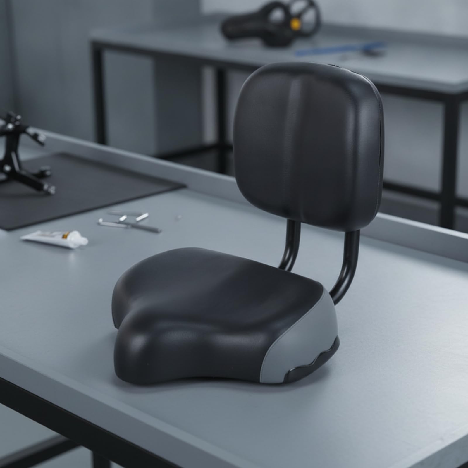 Baoblaze Sella per Bicicletta Sella Bici Sella con Schienale Seduta Ergonomica Cuscino Imbottito Stabilità con Aste Metalliche Schienale Rettangolare