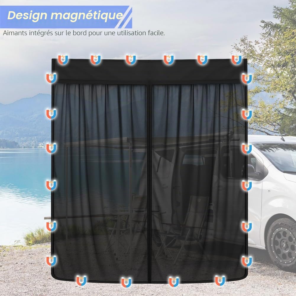 Moustiquaire Compatible avec VW Crafter II 2017- pour Hayon | Moustiquaire Magnétique Pare Soleil, Filet d'ombrage de Porte Arrière