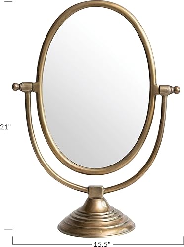 Miniatura 4 de Creative Co-Op Espejo giratorio de aluminio antiguo, latón