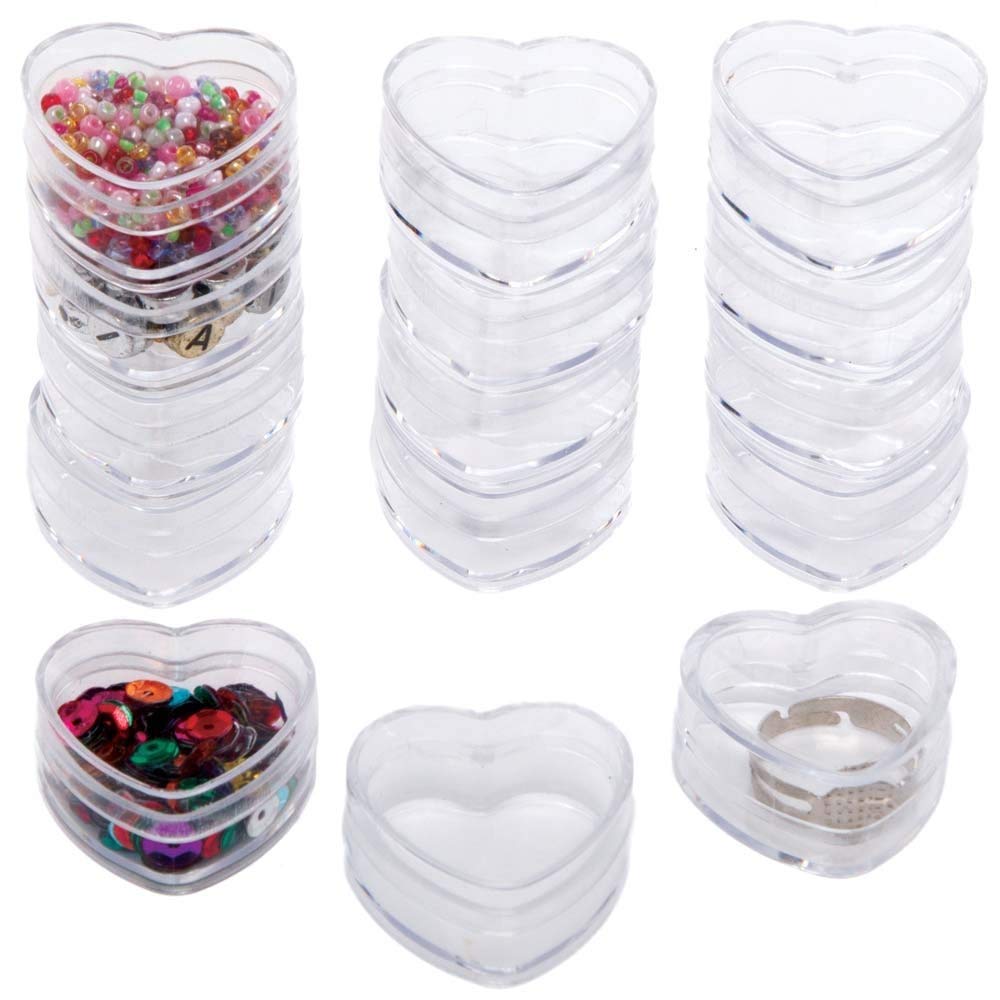Baker Ross AX889 Heart Trinket Pots - Pack of 15, Acrylic Boxes for Kids to Colour, Decorate and Display for Valentine's Day Arts and Crafts