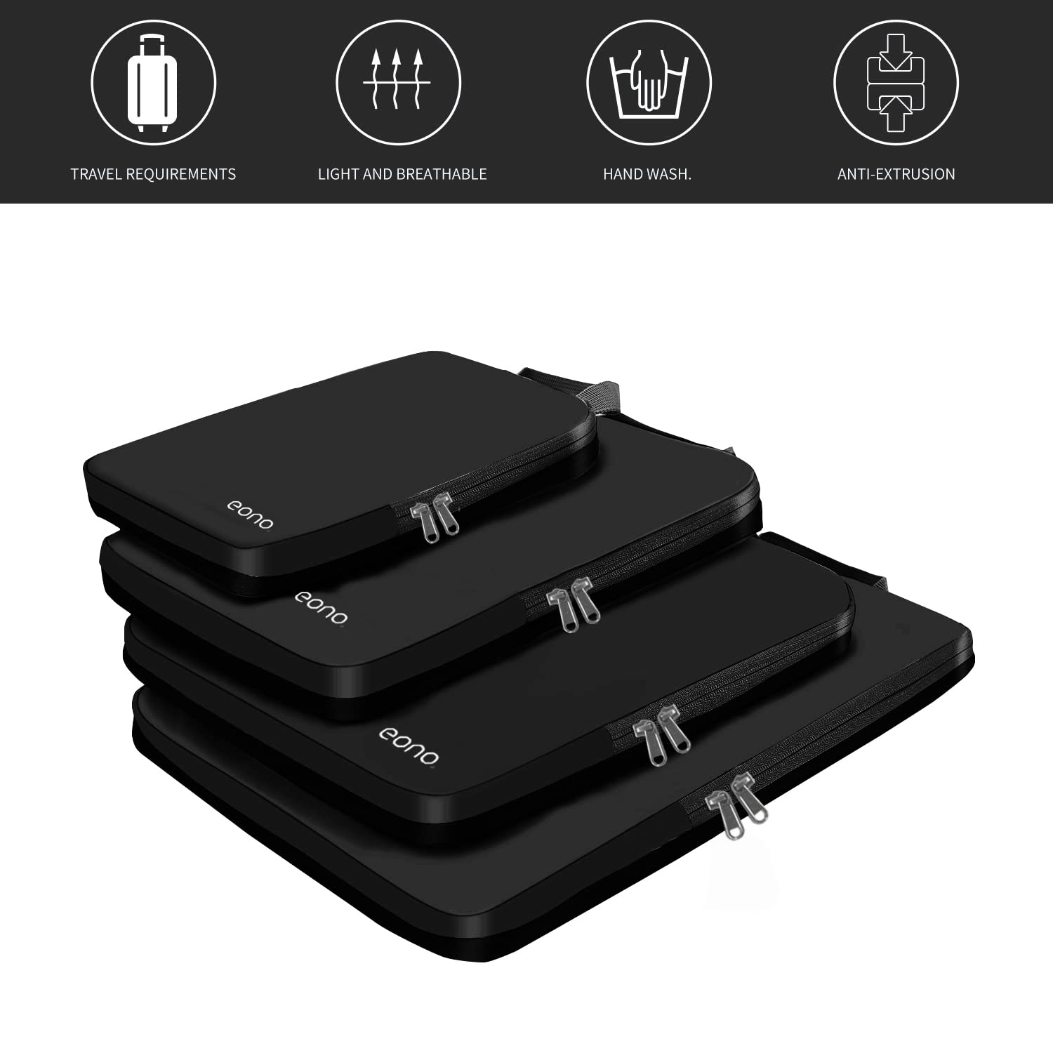 Eono Organizadores de Viaje de compresión expandibles, Impermeable Organizador de Maleta, Cubos de Embalaje, Compression Packing Cubes