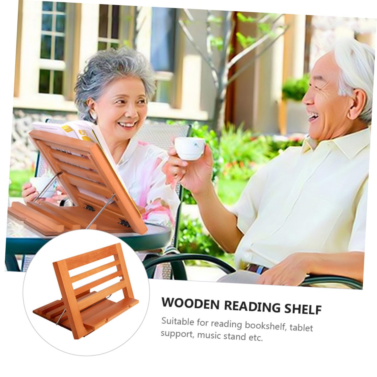 Atril de Lectura Grande de Madera Plegable para Libros y Tablet