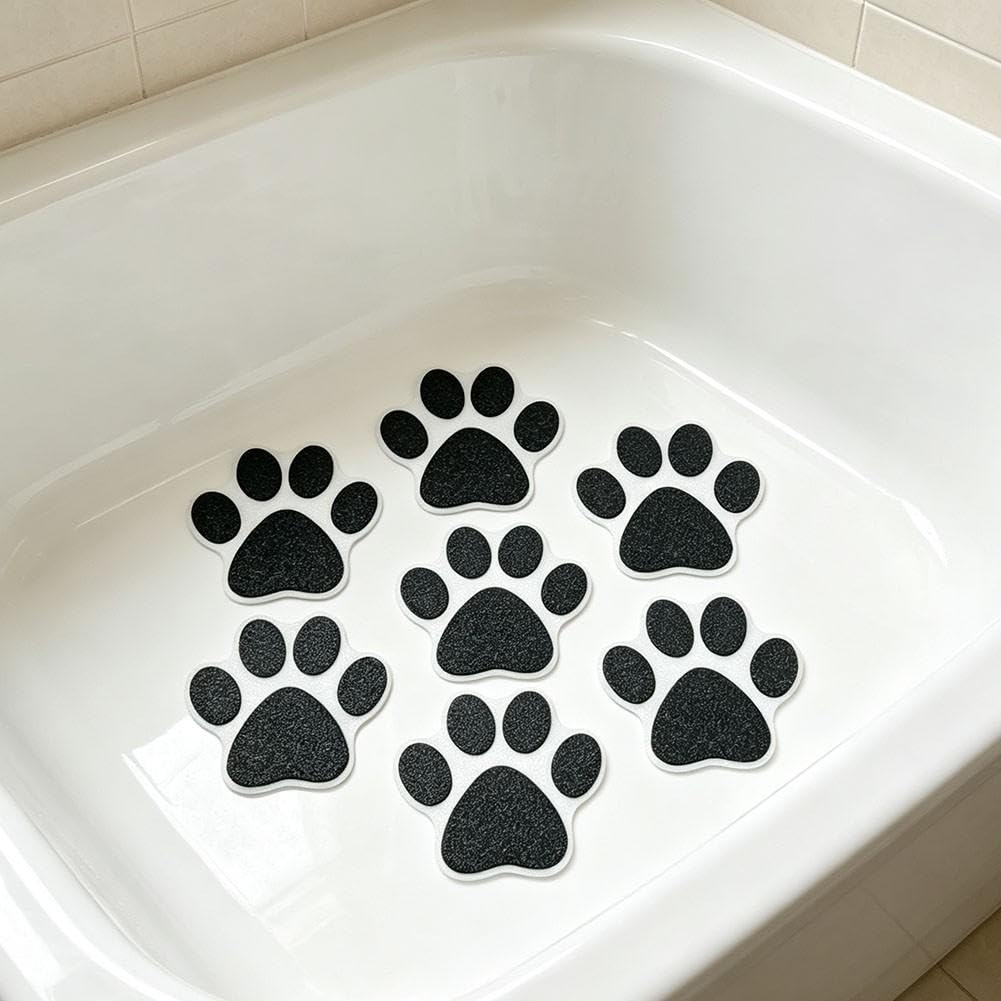 Pegatinas Antideslizantes para ducha Huella para perro 20 para uds Adhesivos Seguridad Bañeras Suelo Gris Negro 9,4 cm Protección Familiar(grey)