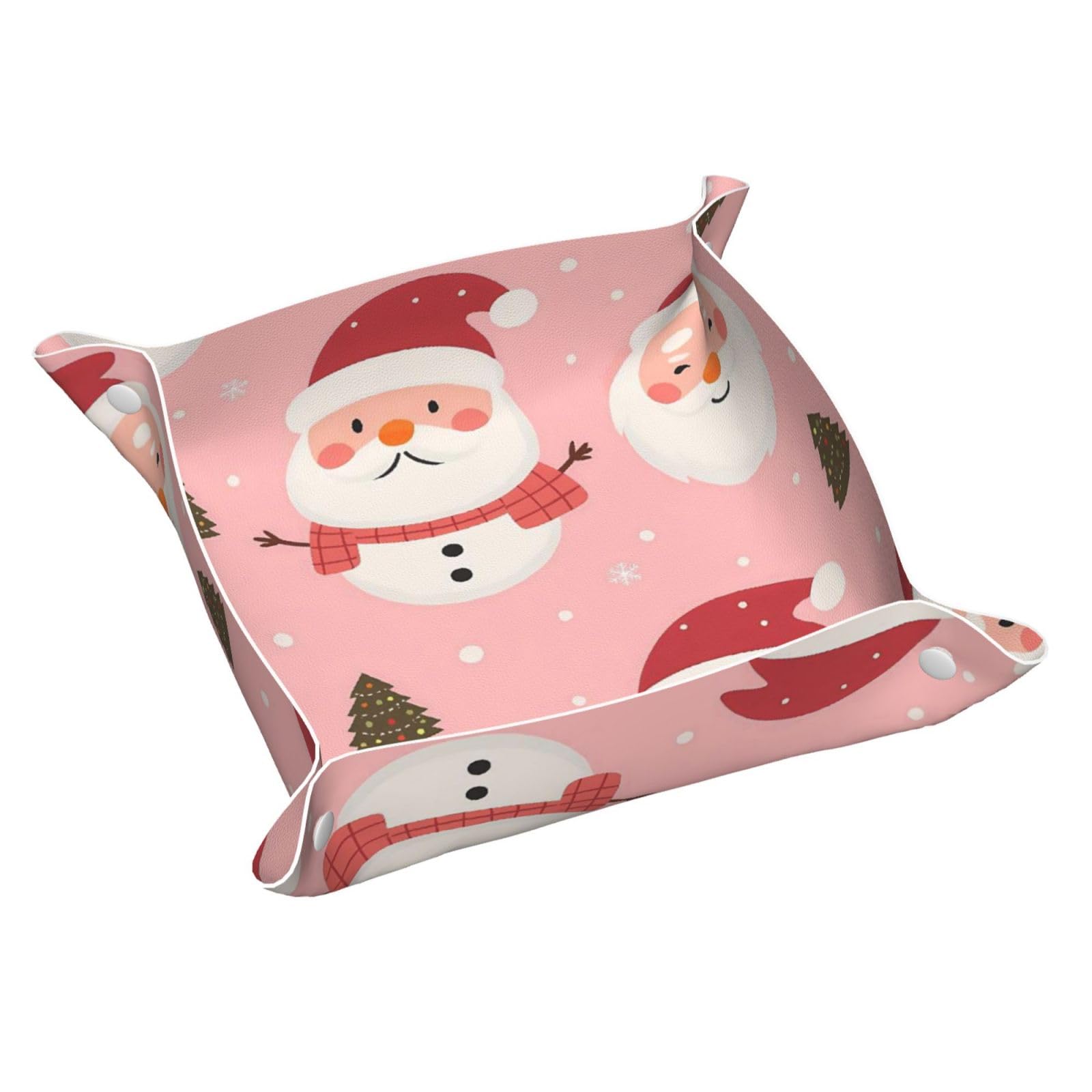 HLBSDM Funny Santa Claus & Snowman Tray Men's Leather Valet Parking Portable Entrance Trays Bedside Storage Box