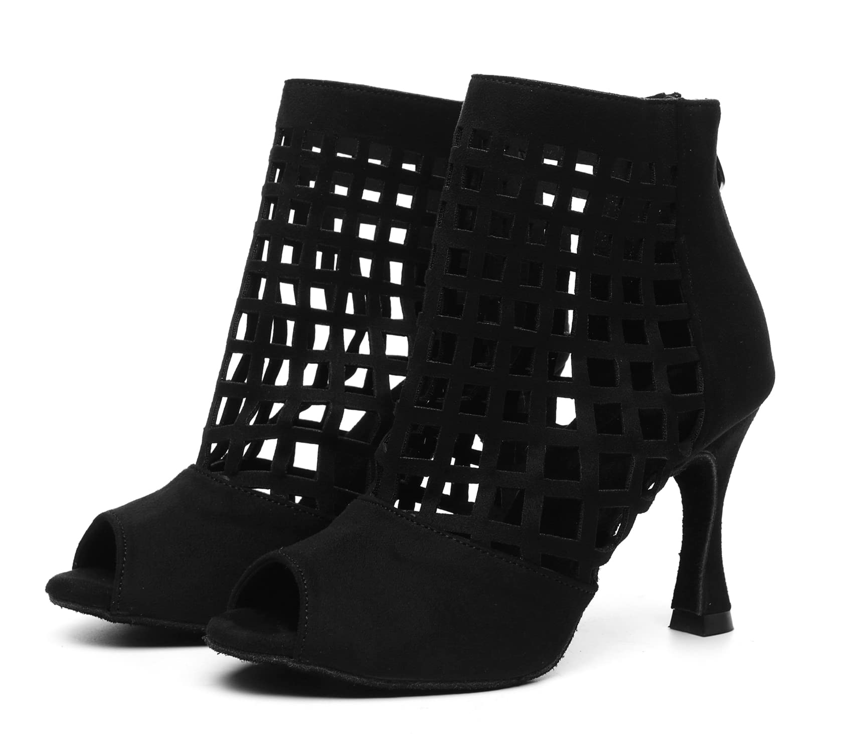 Minishion Ankle Dancing Heels Peep Toe Club Party Ankle Sandals Shoes L501 Black US 4.5