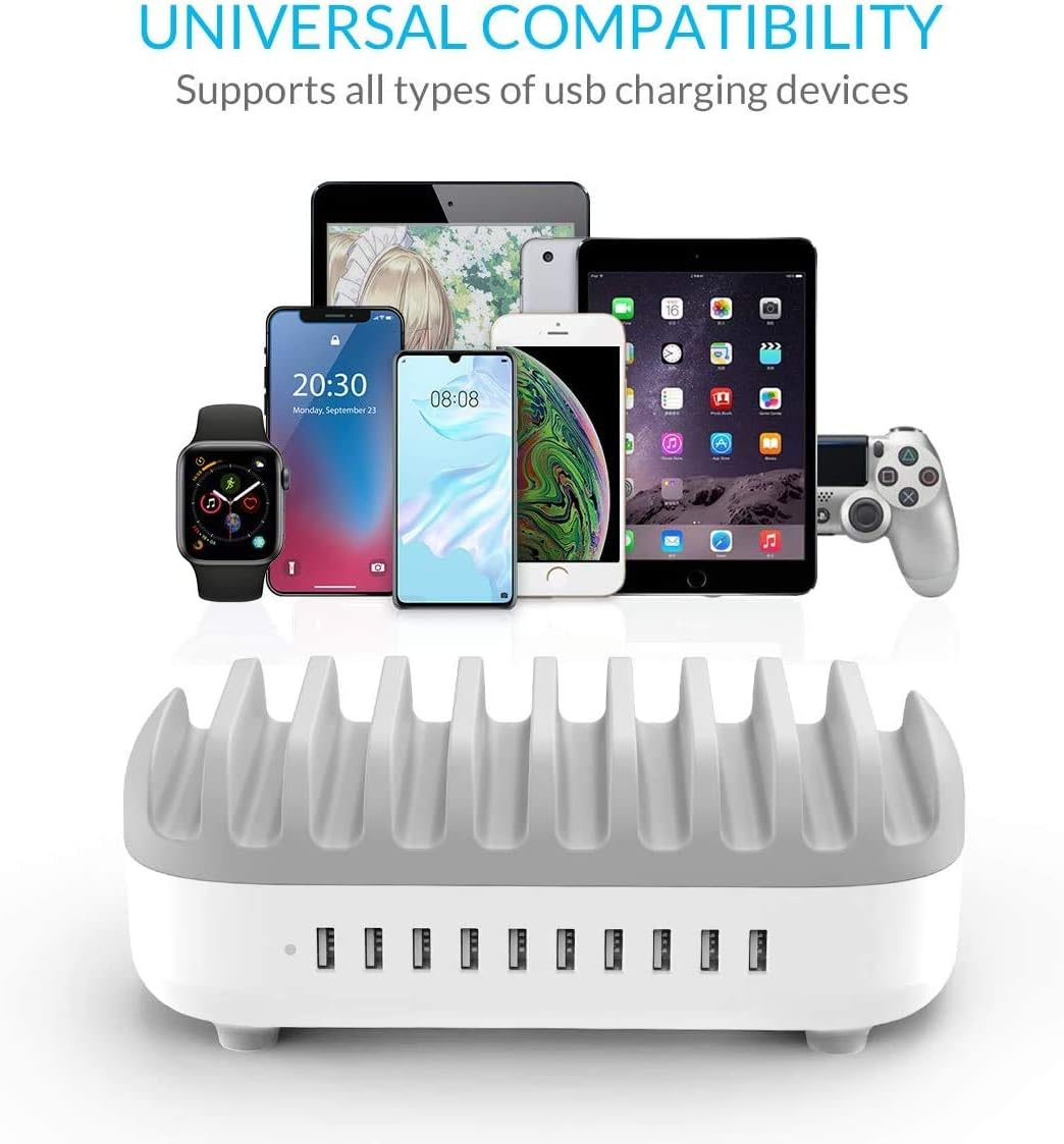 50% оƒƒ Dіѕсоunt ORICO 120W Charging Station for Multiple Devices - 10 USB Smart Ports - Auto Temperature Control System - Charger Organizer Docking Station for Cell Phones, Tablets and Others (Cables not Included)