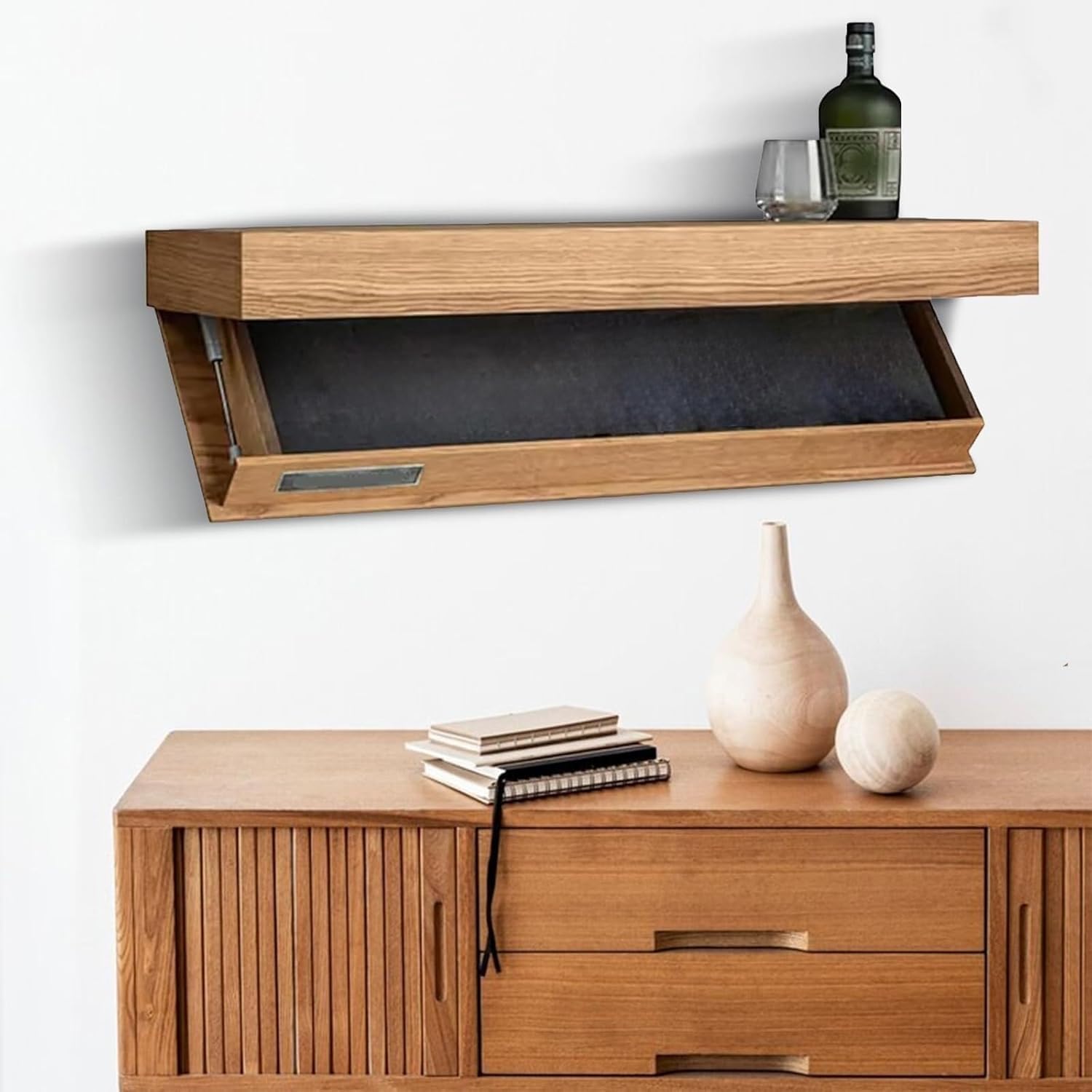 Mensola con Cassetto Segreto Mensola a Muro con Nascosto Mensola a Muro con Scomparto Segreto Scomparto Nascosto for Soggiorno o Ufficio mensola con (Wood)