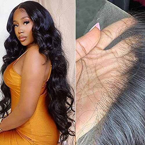 13x6 Lace Front Perruques Cheveux Humains Msgem 16 pouces HD Transparent Body Wave Perruques Pour Les Femmes Noires Pré Cueillies Avec Des Cheveux De Bébé 150% Densité Couleur Naturelle Cover