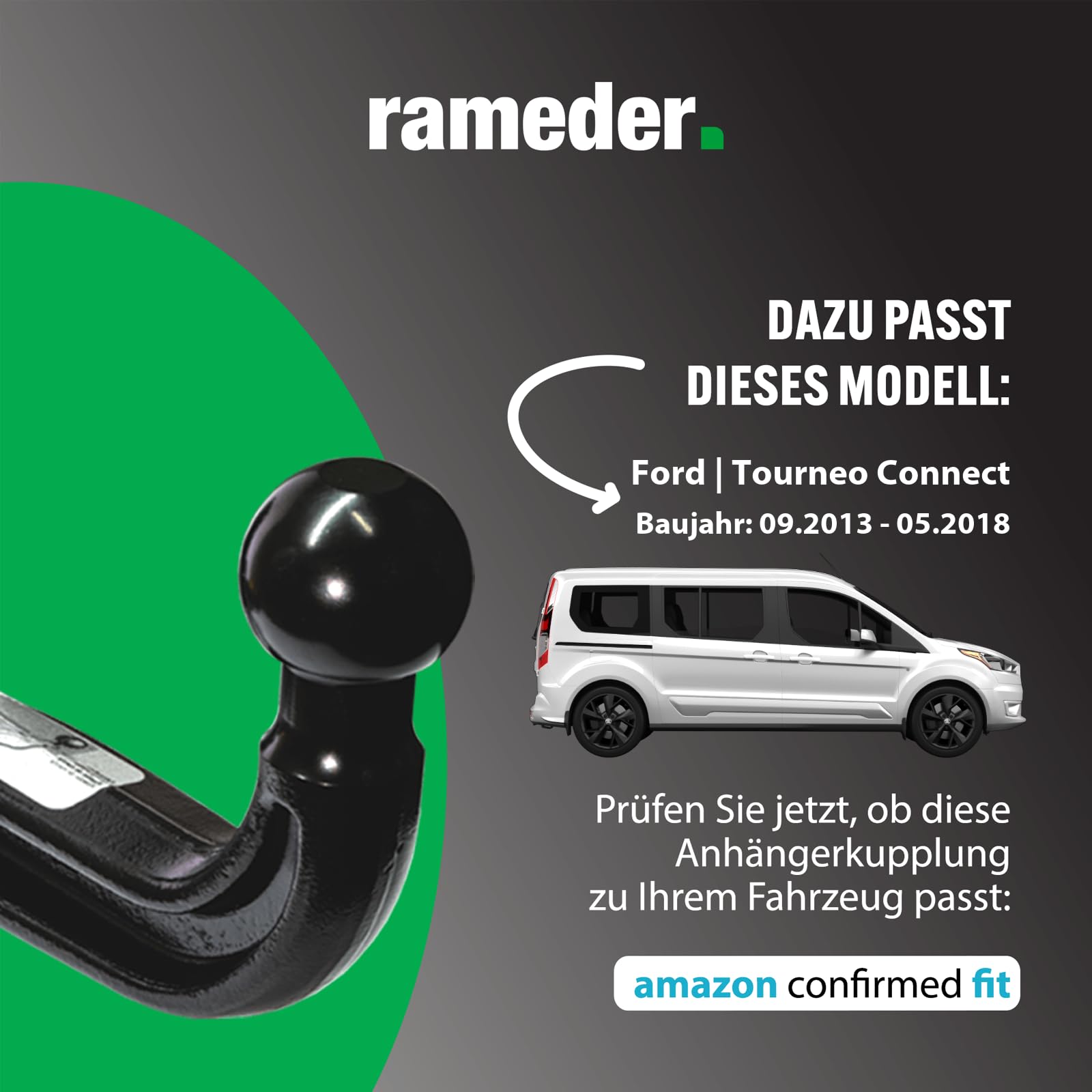 Anhängerkupplung abnehmbar Oris passend für Ford Tourneo Connect V408 Baujahr: 2013-2018 inkl. 13 poligem spezifischen CAN-Bus Elektrosatz | rameder. Komplettsatz - AK41
