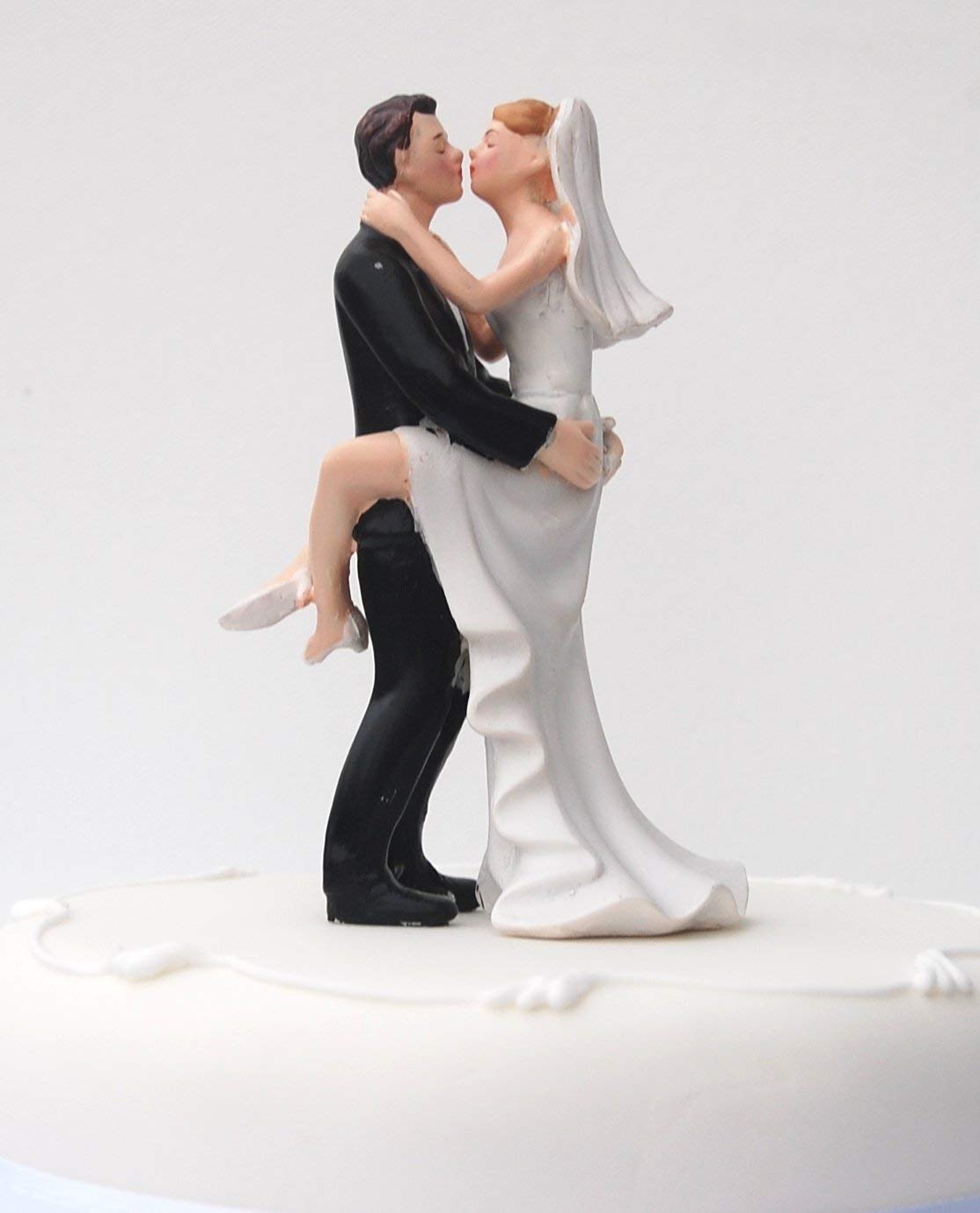 DreamWedding-UK Bride and Groom Humorous Cake Topper Sitting/Standing Unusual Funny Couple for Wedding Celebrations, Artificial Resin, Number 18, 5 x 12 x 12 cm
