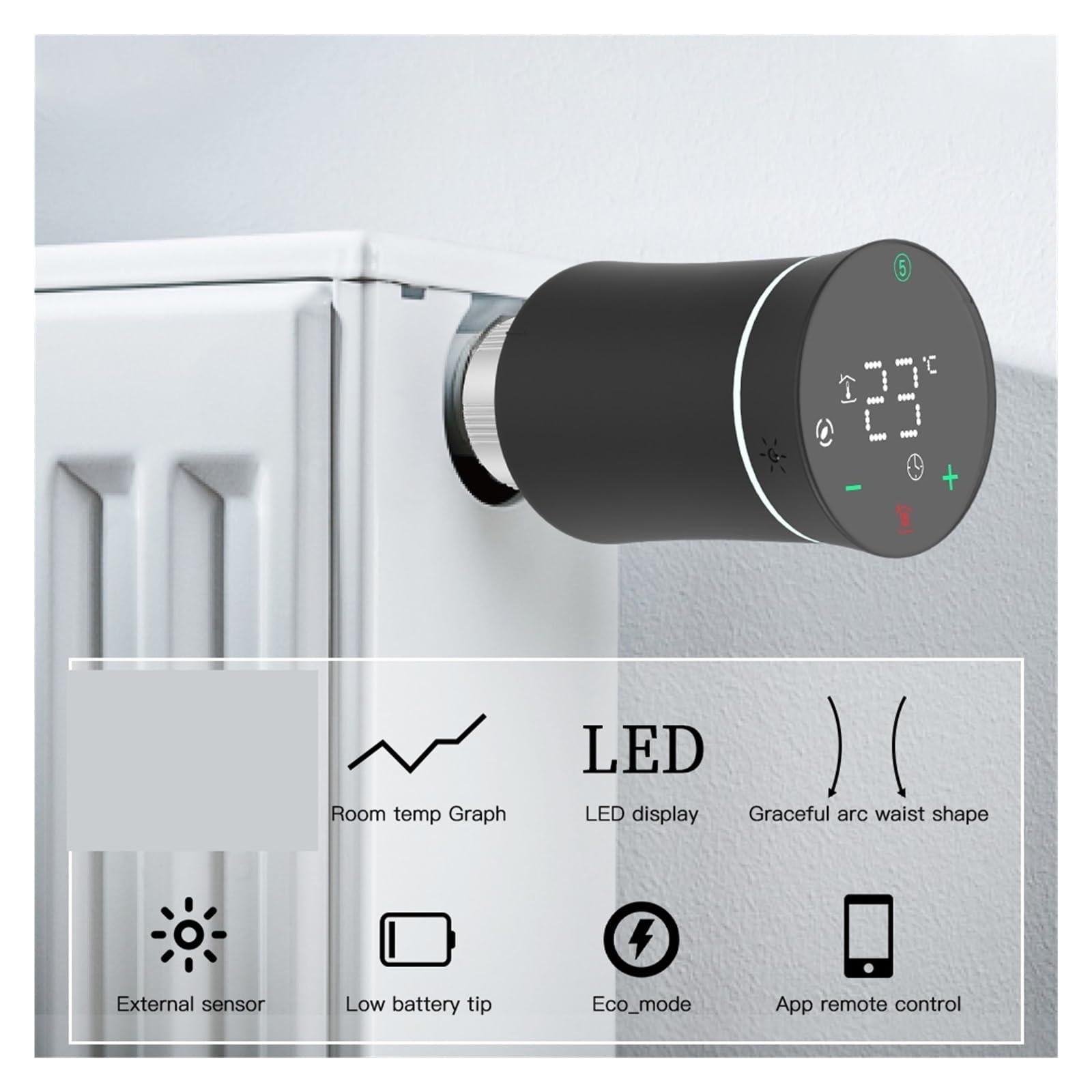 Actionneur De Radiateur, Vanne, Thermostat Programmable Intelligent, Contrôle Température du Chauffage, Commande Vocale À Domicile RéGlage Automatique(1PCS Black Valve)