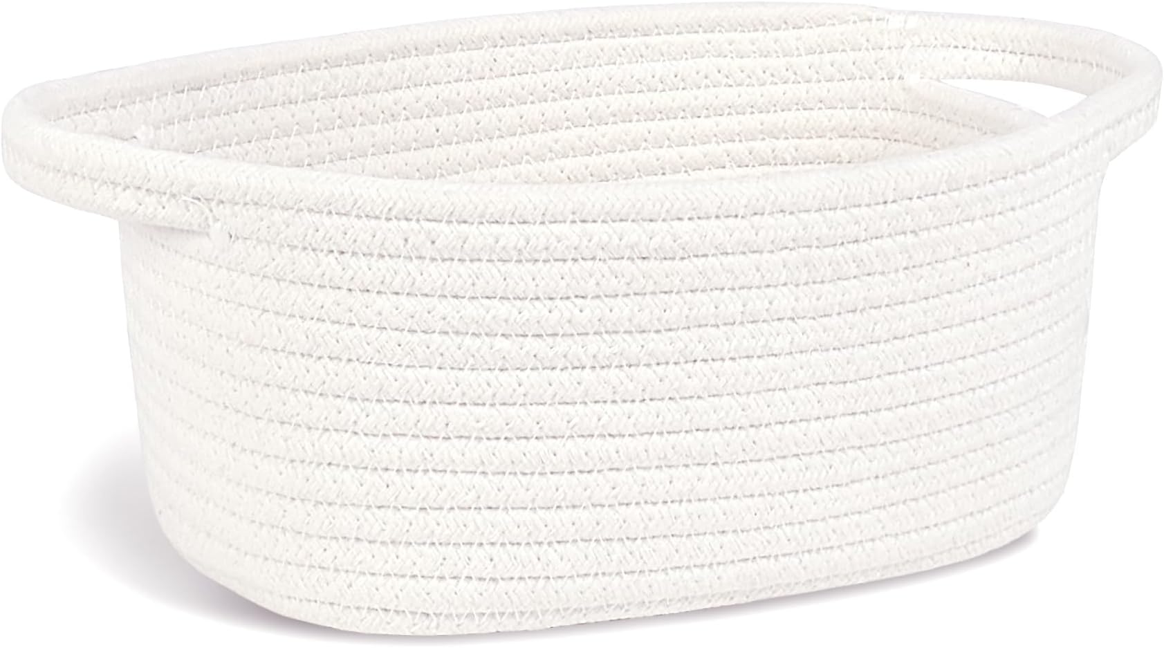 ABenkle Small Storage Basket, Mini Basket, Cute Tiny Cotton Rope Woven Basket, Shelf Basket, Boho Decorative Toy Storage Bin Gift Baskets, White