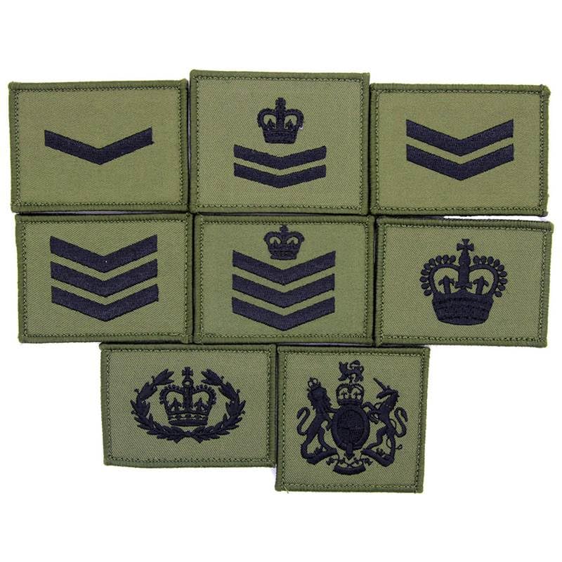 Official IssueCommando OD BLK Rank Patch KIngs WO2 RQMS