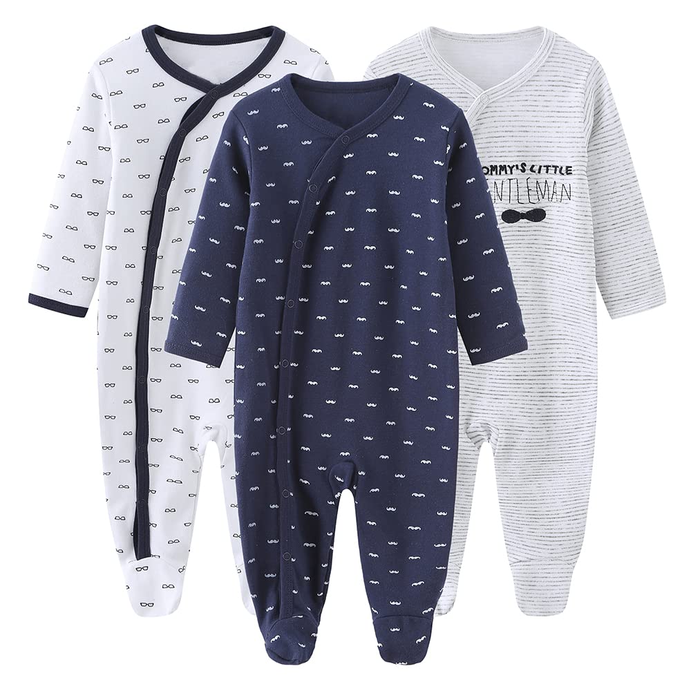 Chamie Baby Clothes Newborn Sleepsuit Footed Cotton Baby Grow for Boys and Girls,9-12 Months