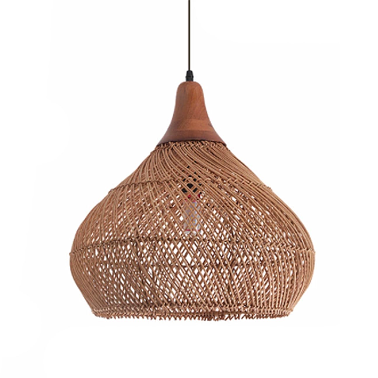 SHUANGZ Japanese Wabi-sabi Style Light Fixture Rustic Rattan Cage Hanging Light Farmhouse Hanging Rattan Basket Light Hand Woven Lantern for Modern Style Master Bedroom Foyer Dome Lamp - 19.7"
