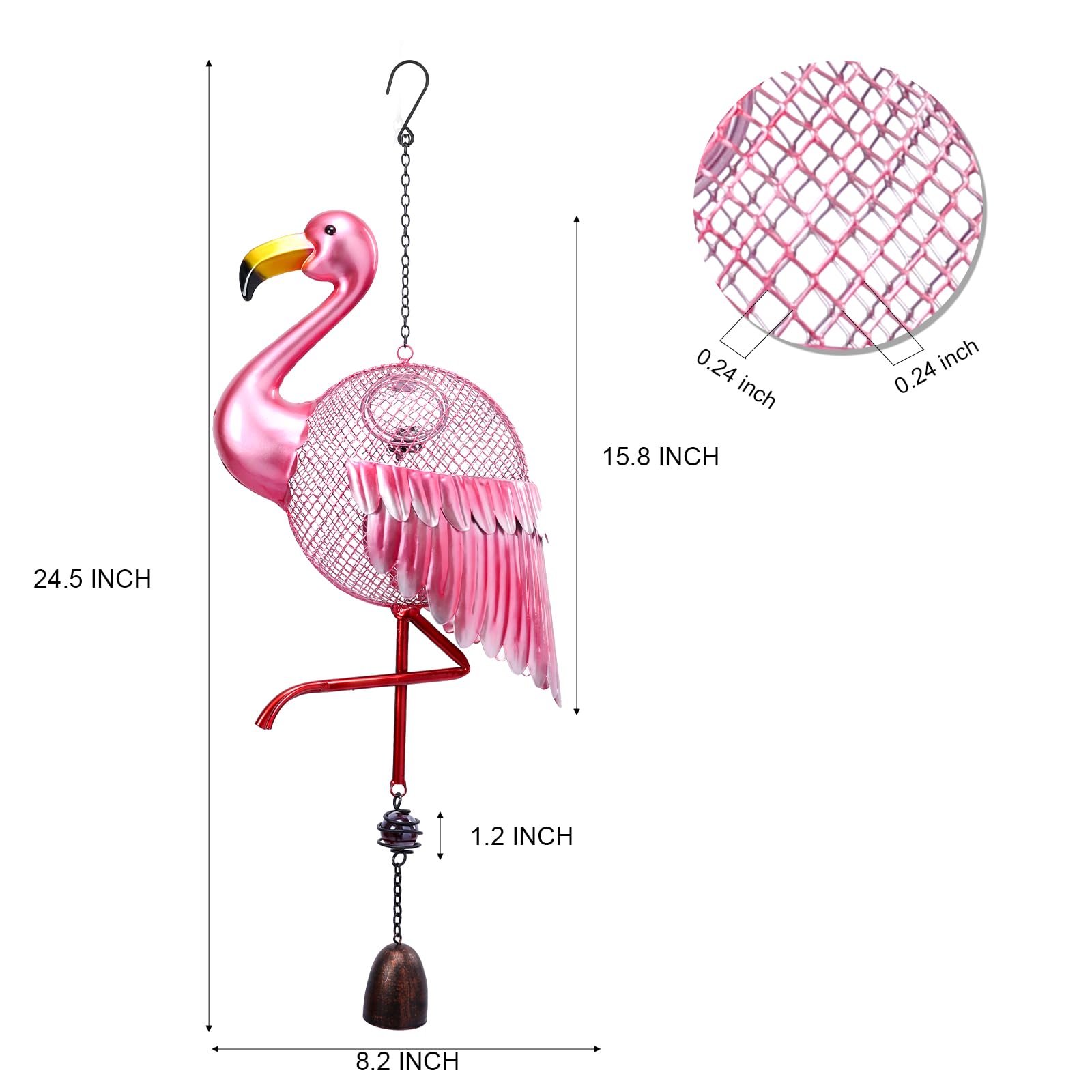 Yinns Comederos para pájaros – Comedero para pájaros silvestres a prueba de ardillas para exteriores, comederos de pájaros con forma de flamencos, comedero colgante de metal para decoración de jardín