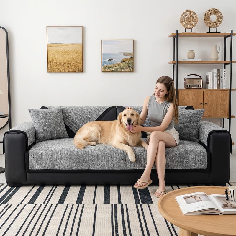 Yahbrra Sofaschoner rutschfest Weiche Chenille: 1 2 3 4 Sitzer L Form Sofaüberwurf Hund Katze Sofa Überzug Neue Universelle Couch Überzug für Wohnzimmer (Grau,70 * 70cm)