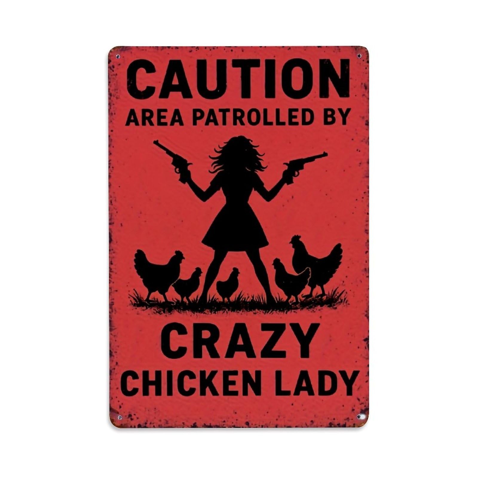 Bliveurn Vintage Crazy Chicken Lady Sign Retro Metal Tin Sign, Metal Poster For Home, Gaming Room, Studio Workshop,Bar,Garage Wall Art Decor 8X12 Inch