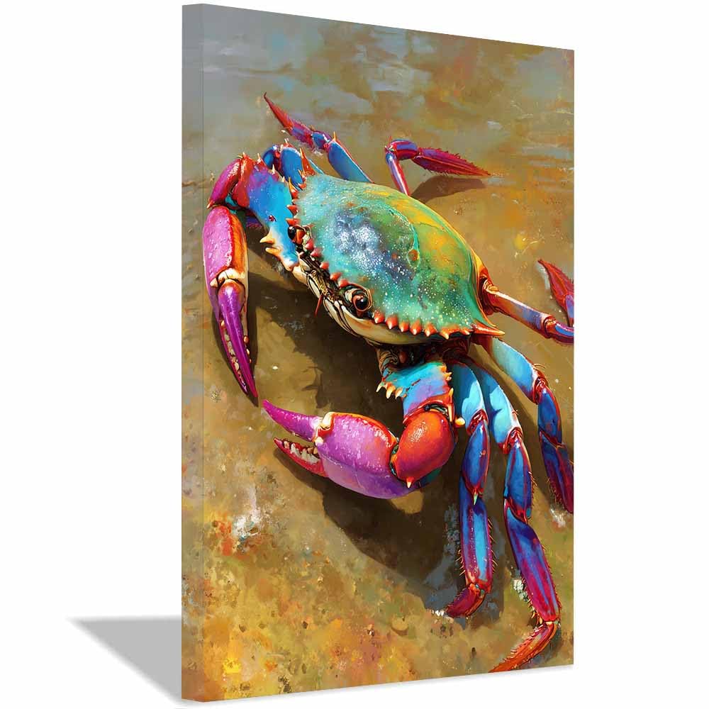 Animaux marins impression sur toile crabe multicolore déco bureau 20x30 - 7