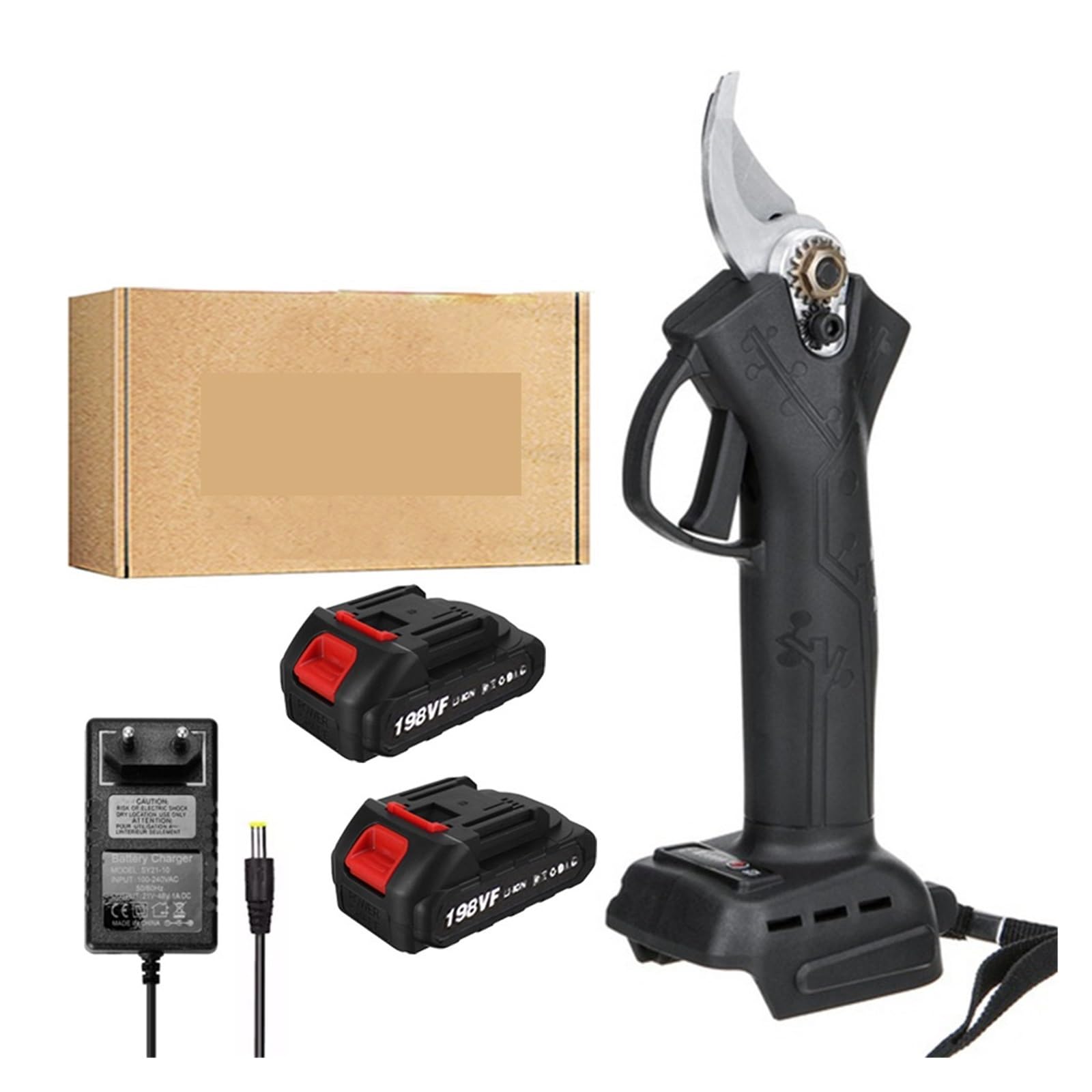 Podadora eléctrica de 4 engranajes, tijeras podar sin escobillas, podadora inalámbrica alimentada por litio, poda bonsái árboles frutales con 2 baterías,Serie profesional(2x Battery-01)