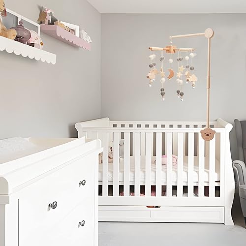 Miniatura 6 de Decoración móvil para cuna de bebé bohemia, luna y estrellas, con nube, para moisés, noche estrellada, hecha a mano, cuentas de fieltro suave,