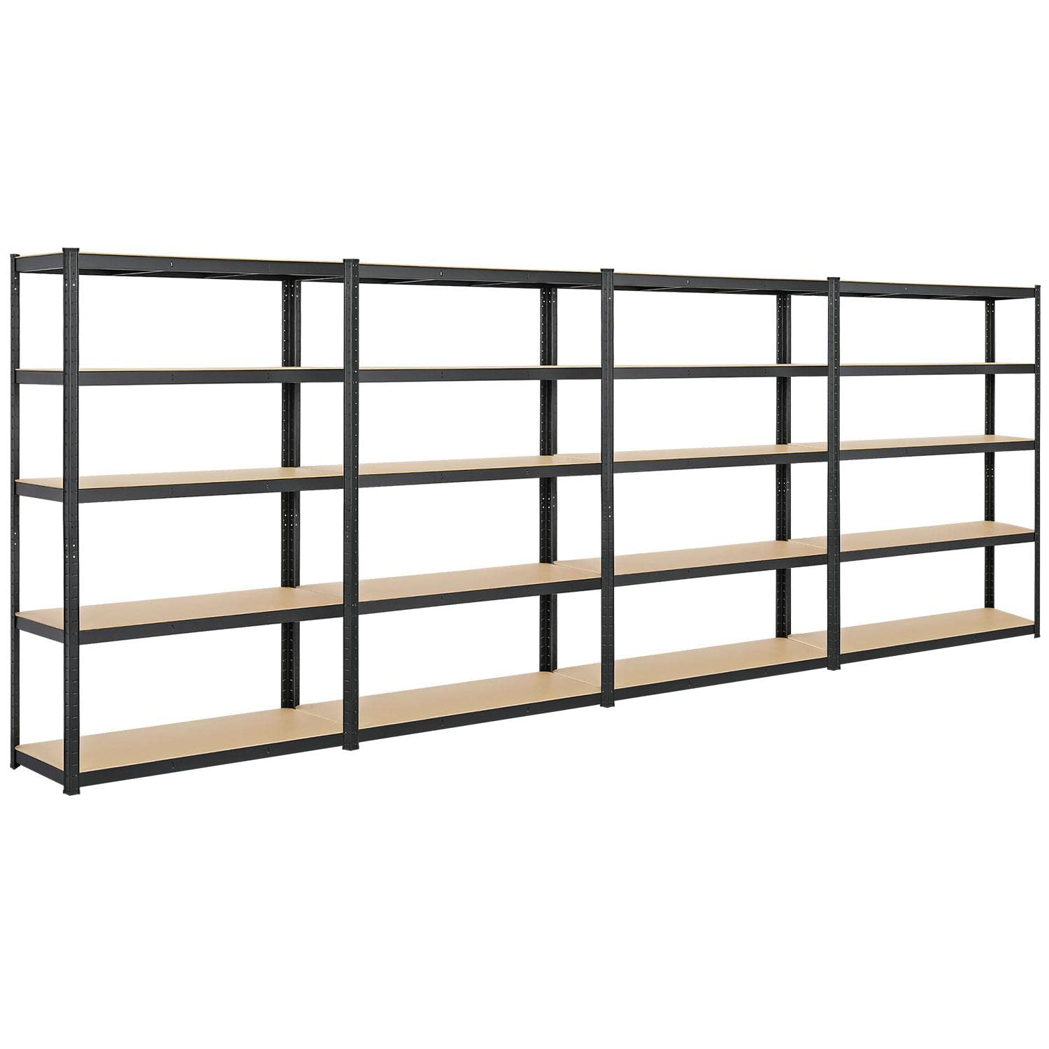 Yaheetech 5 Tier 4pcs Garage Storage Shelving Unit Metal Heavy Duty Garage Shed Storage for Workshop/Shed/Office, Black, 175Kg Per Shelf โ image 1