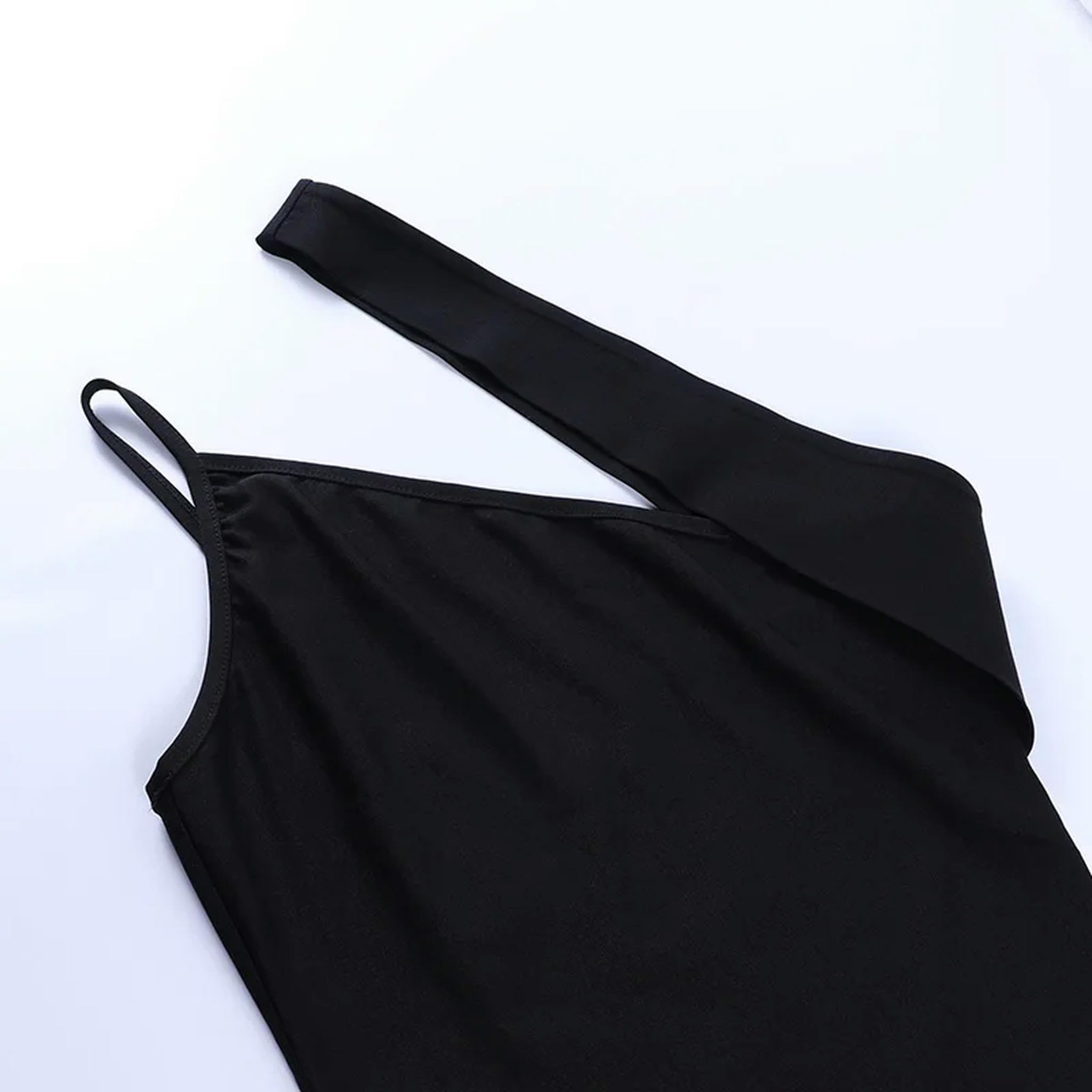 Vestido de Verano con Hombros oblicuos y Huecos, diseño con Sentido del Temperamento, Vestido de Cadera, Rosa Rojo, XL