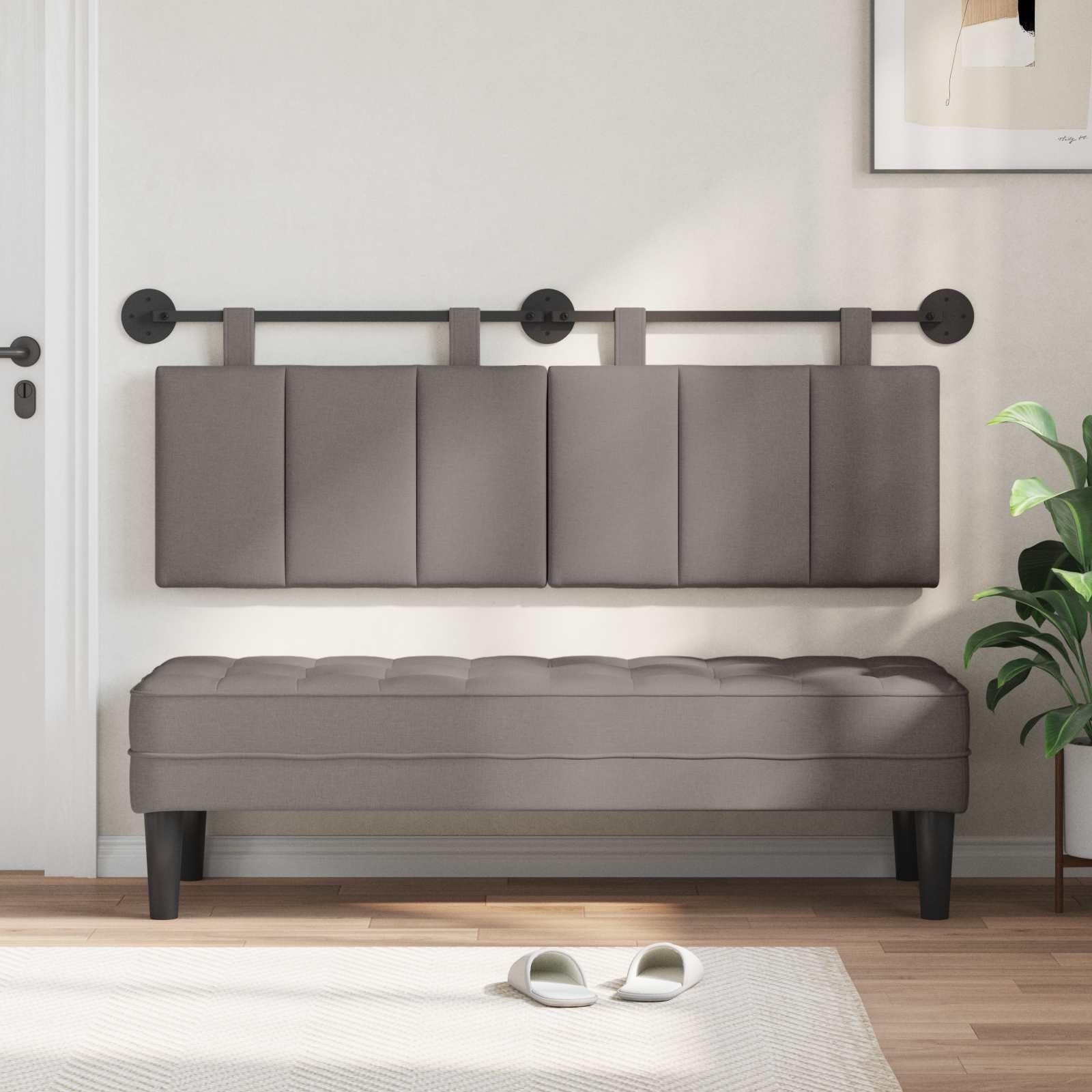 Set da 2 Testiere Letto Sospese in Tessuto Imbottito 130 cm | Pannelli murali imbottiti per camera da letto con cinghie regolabili e montaggio a parete salvaspazio.