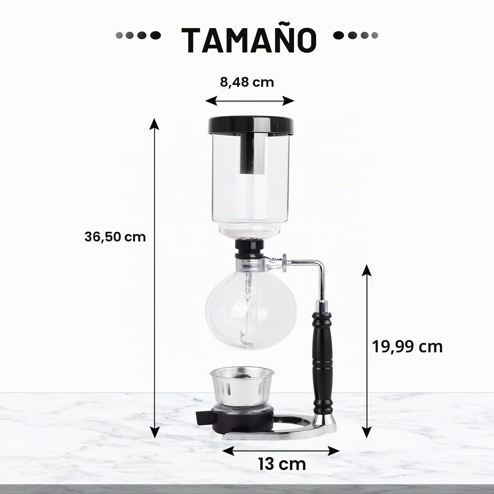 YUCHENGTECH Cafetera de Sifón,vidrio，3 tazas (360 ml)