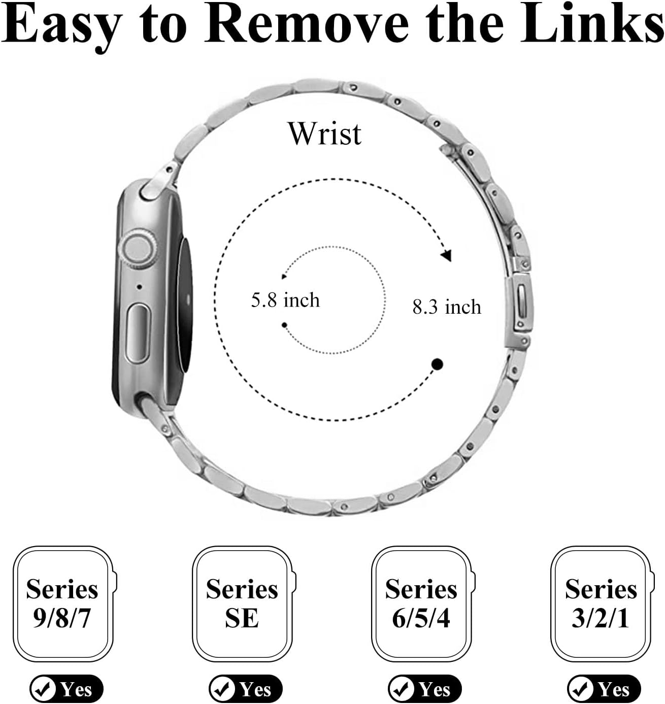 chuangshiji Compatible with Apple Watch Band 38mm 40mm 41mm, Women for iWatch Band Series 9/8/7/6/5/4/3/2/1/SE (S-Silver/M-Rose Gold, 38mm/40mm/41mm) - Image 4