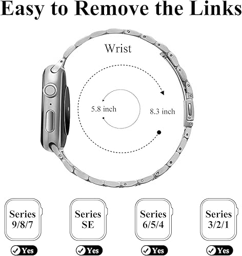 Miniatura 4 de chuangshiji Compatible con Apple Watch Band de 1.654, 1.732 y 1.772 pulgadas, correa para iWatch Series 987654321SE (S-PlataM-Oro rosa, 1.654