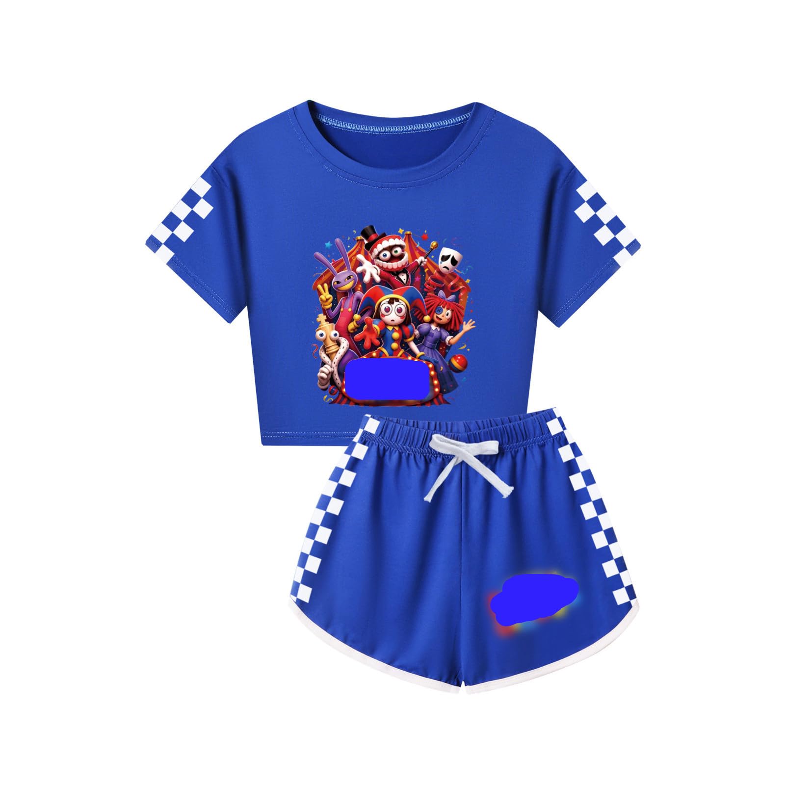 Circus Tracksuit Kids 2PC T-Shirt and Shorts Summer Outfit Tracksuit Set, C07, 5-6 Years