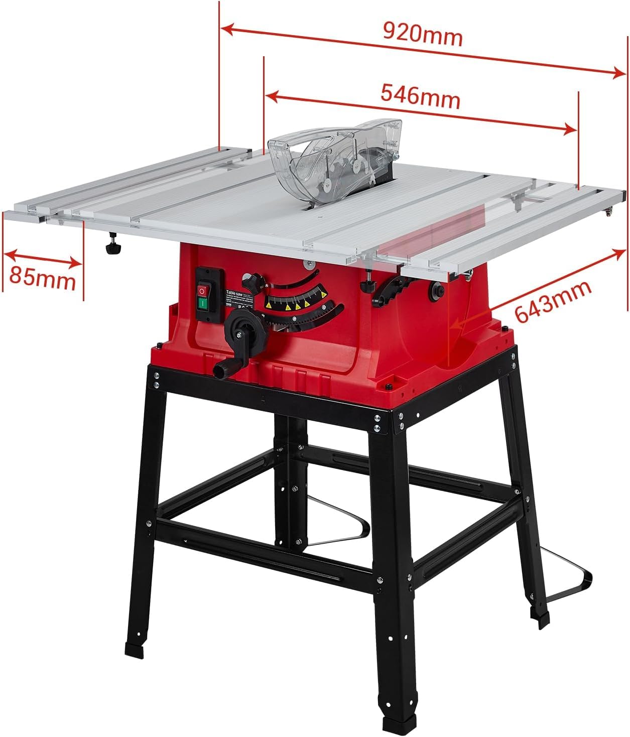 Sierra de Mesa 10 Pulgadas 15 Amp - Herramienta Multifunción con Guía Cremallera, Diseño Compacto y Portátil para Carpintería y Bricolaje, Incluye Salida para Aspirador