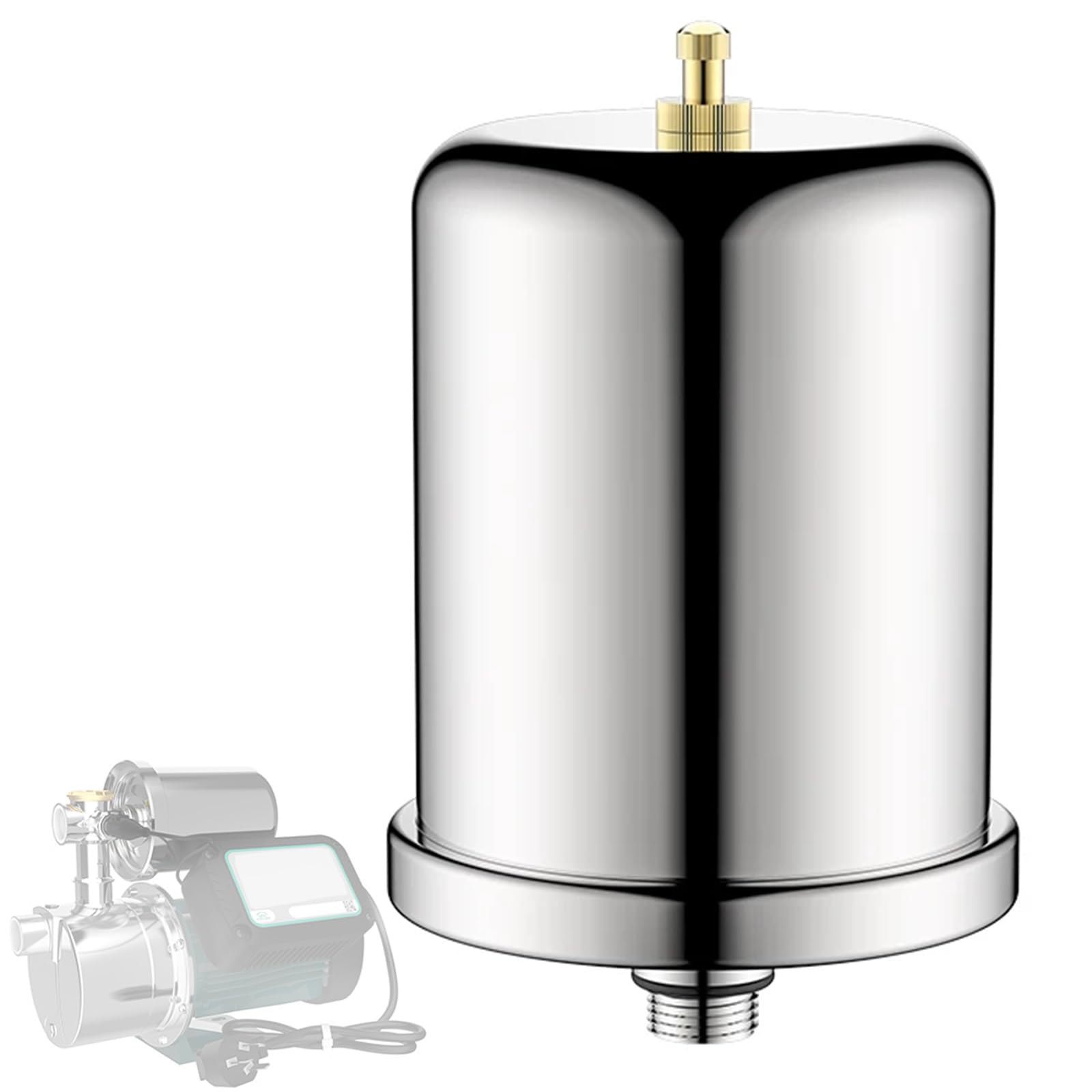 Vaso Espansione da 2 Litri, in Acciaio Inox 304, Serbatoio a Pressione, per Tutti I Tipi di Pompe di Sovralimentazione Autoadescanti Completamente Automatiche