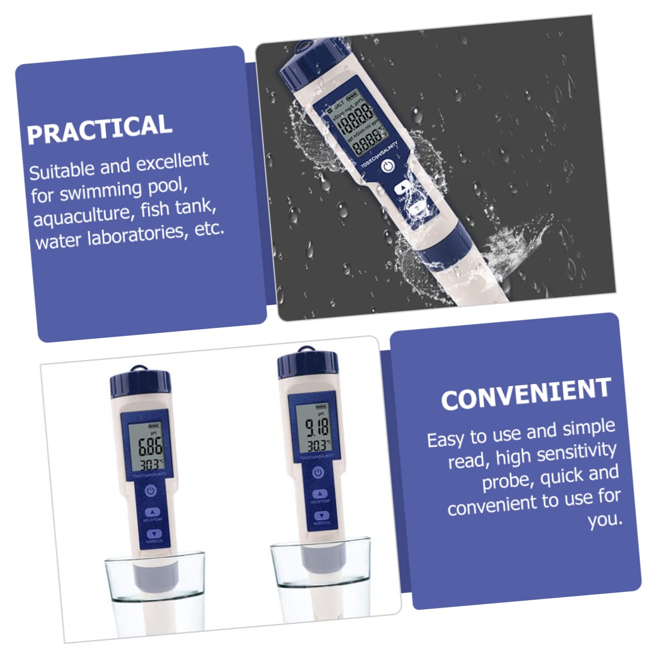 Tester di Salinità Digitale per Acquari e Piscine Sonda ad Alta Sensibilità, Misuratore EC in Plastica, Alimentato a Batteria Lr44, per Acqua Salata