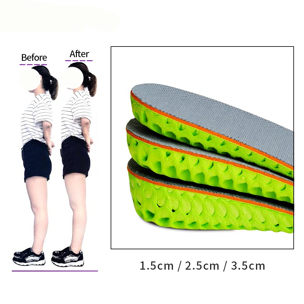 Plantillas para aumentar la altura, suela de elevación invisible suave, transpirable, panal, aumento más alto, almohadilla para zapatos, tamaño libre para mujeres y hombres (color: 35-38 (2