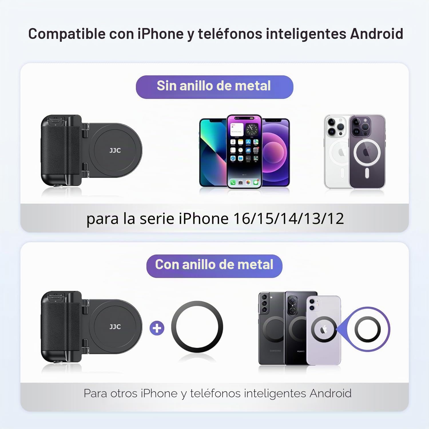 Agarre MagnéTico Negro para Smartphone, Magnetic Camera Handle, Magnetic Camera Handle Bluetooth Bracket, Soporte para TeléFono MóVil, Compatible con TríPode iPhone 17 16 15 14 13 12 Pro MAX
