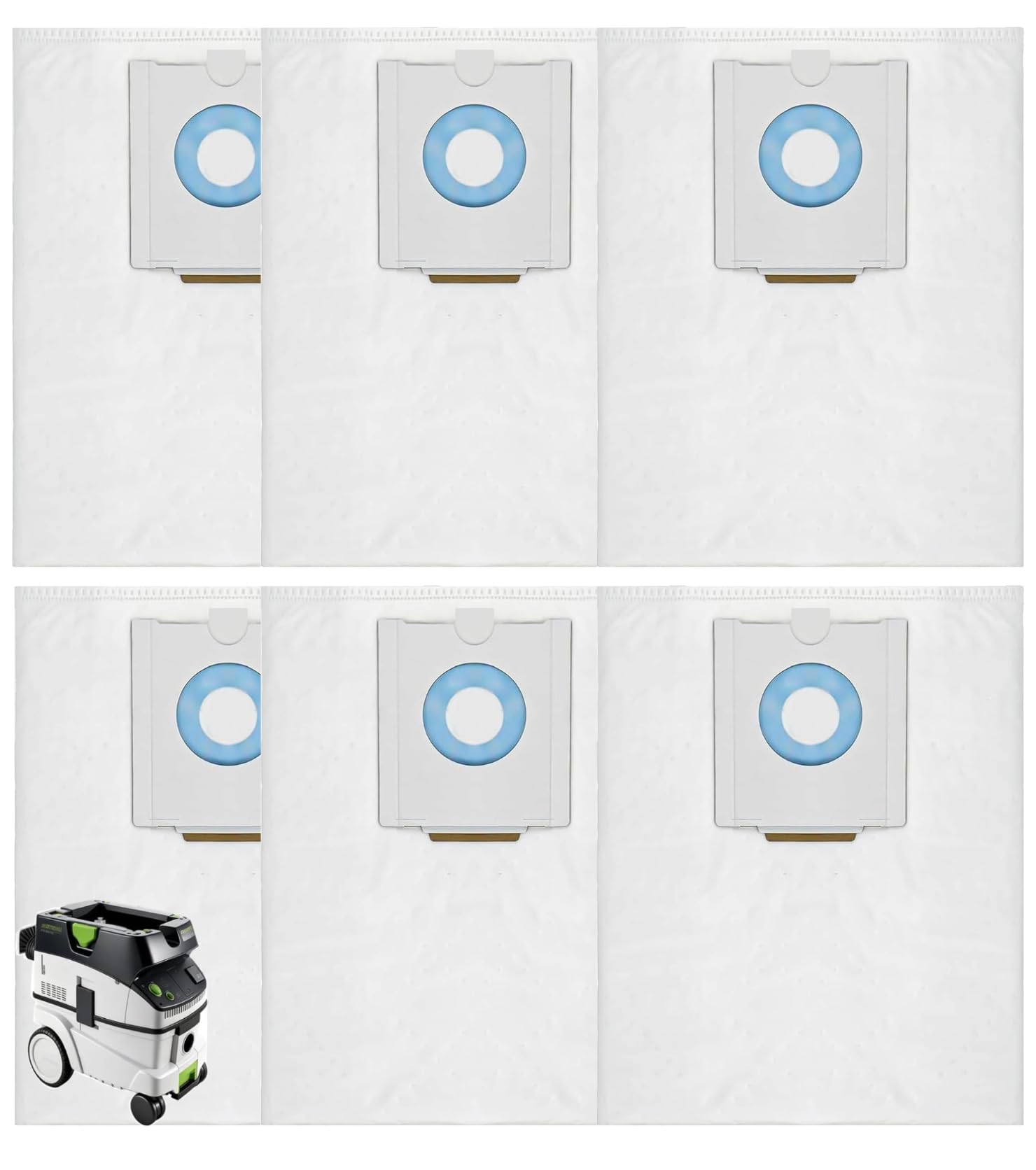 Lot de 6 compatibles sac aspirateur festool 496186 pour sacs aspirateur Festool CT 36 / CTM 36 E/CTL 36 E, 5 couches de grande capacité - Pièces de rechange SC FIS-CT 36