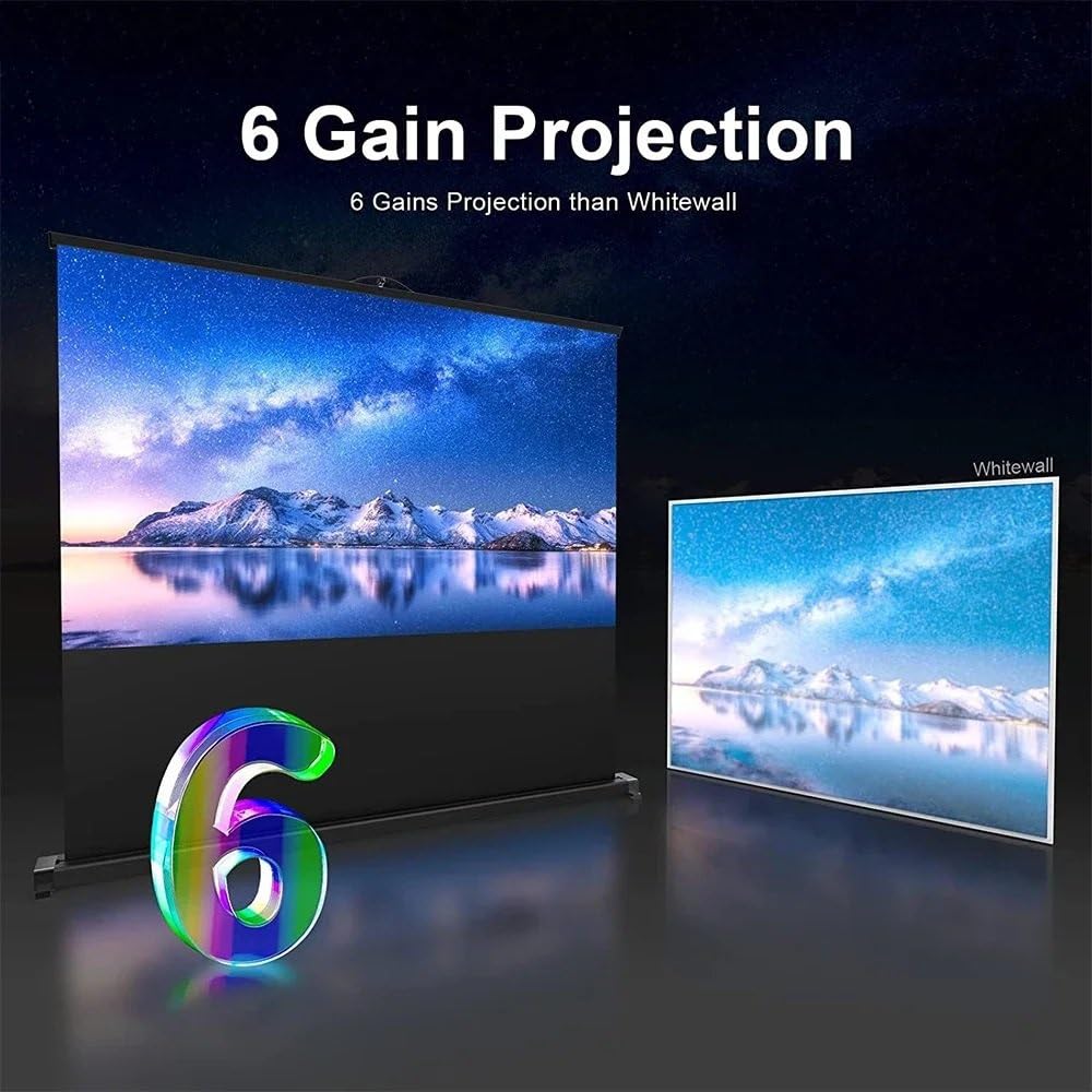 Ekran Ekrany projekcyjne Przenośny ekran projekcyjny Podciągany ekran projekcyjny na blacie ze stojakiem Oglądaj film do biura kempingowego na świeżym powietrzu(50 inch 16-9)