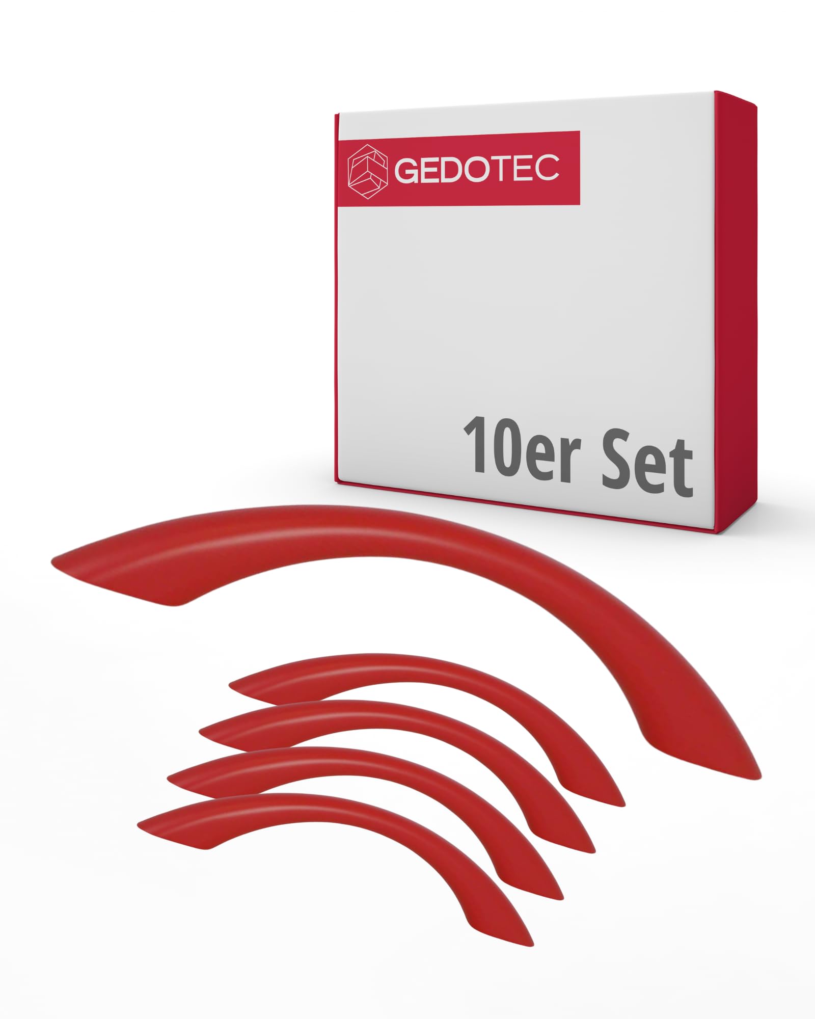 Gedotec Red Furniture Handles For Children's Rooms, Drill Spacing 96 Mm, Colour: Pack Of 10, Plastic Drawer Handles, Colour, Colourful Door Handles, Children's Furniture Handles, Narrow Handles,