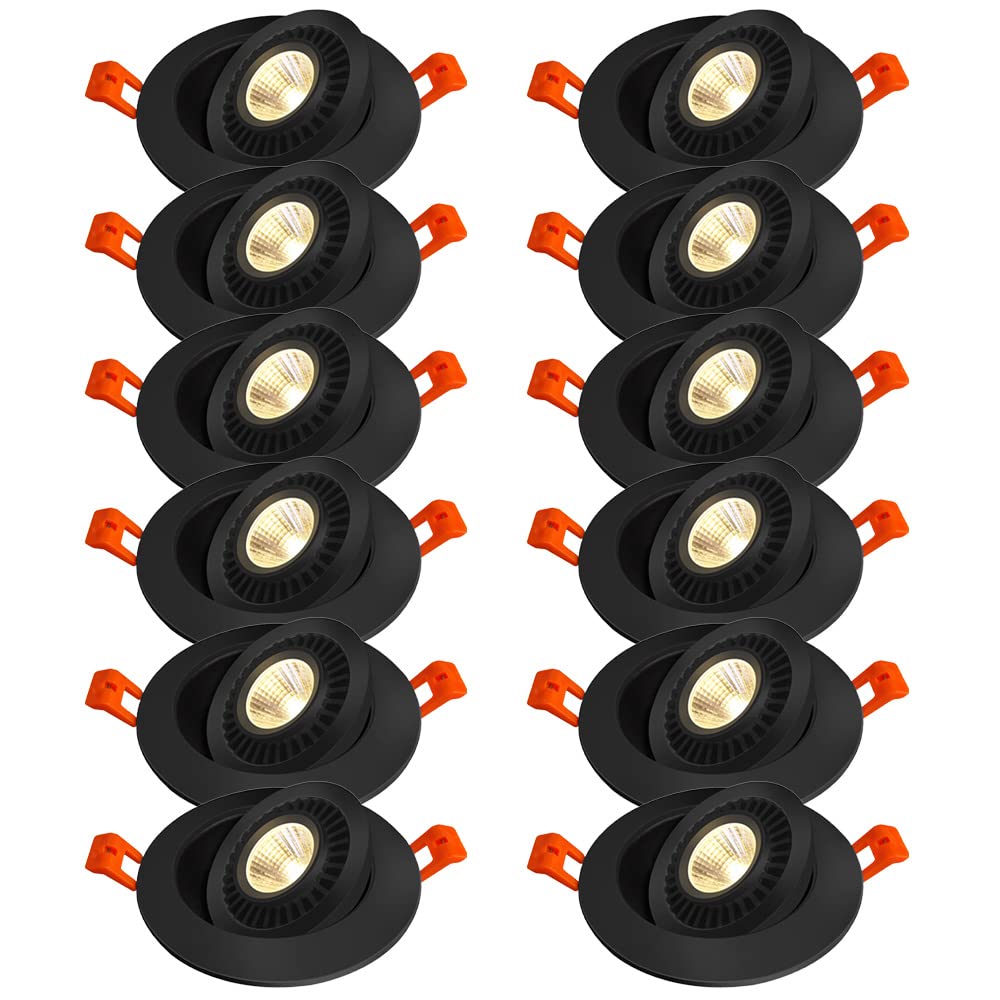 Confezione da 12 faretti a LED da incasso 3W/5W/7W/12W rotondi in alluminio orientabili, faretti cardanici da incasso 3000K/4000K/6000K selezionabili, faretti da soffitto retrofit a bulbo oculare A-1