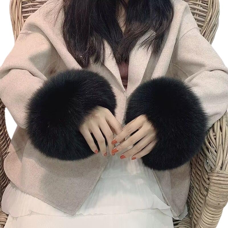 1 Pair Faux Fur Wrist Cuffs Winter Fox Furry Wristbands Fluffy Fur Cuff Bracelets Arm Warmers for Cosplay Halloween
