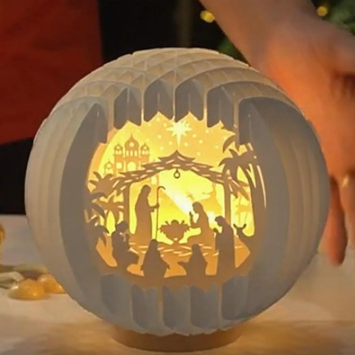 Up Nativity Scene Paper Cutting Christmas Set with LED Lights Tabletop Ornament Christmas Decorations Scene with Led Light