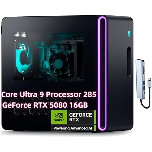 NewDell Alien.Ware Aurora R16 Gaming Desktop - In.tel Core Ultra 9 Processor 285-24 Core, 64GB DDR5 RAM, 8 TB SSD, GeForce RTX 5080 16GB AI Performance, 1000W PSU Clear Side Panel, Win 11 w/USB Hub