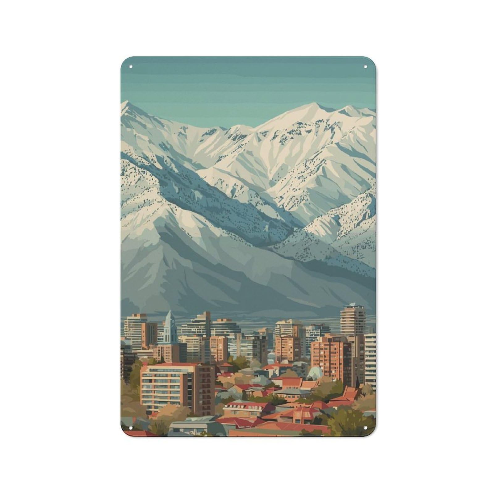 Junmoney Style-10 Vintage Garden Room Metal Sign 30X20cm Featuring Cityscape With Snowy Mountains Backdrop, Utility Space Decor For Shed, Garden Room, Porch Or Garage