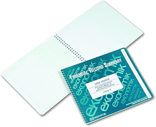 Ekonomik R Wirebound - Sistema de contabilidad de registro de cheques, 8 34 x 10, libro de 40 páginas (paquete de 2)